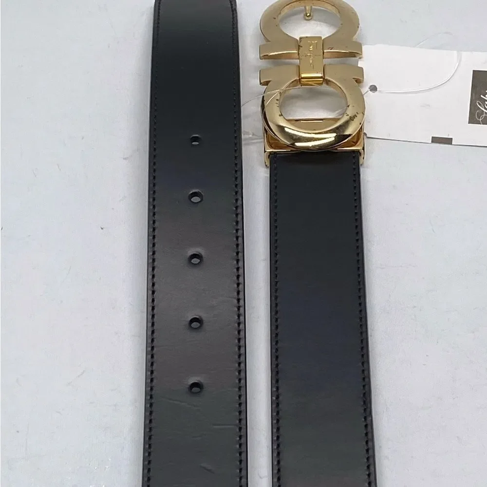 Ferragamo Reversible Adjustable Double-Gancini Leather Belt size 46 - Picture 3 of 8